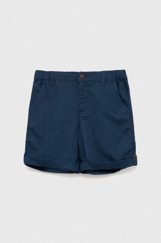United colors of benetton pantaloni scurți de in pentru copii culoarea albastru marin, neted