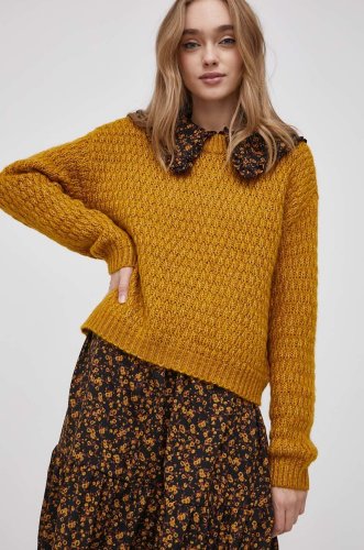 Vero moda pulover femei, culoarea galben, calduros