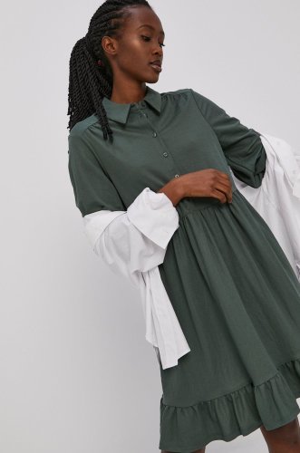 Vero moda rochie culoarea verde, mini, evazata