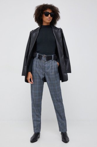 Xt studio pantaloni femei, culoarea gri, drept, high waist