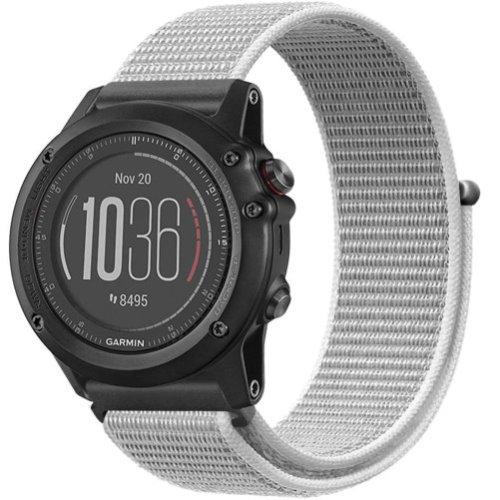 Curea ceas smartwatch garmin fenix 7x / 6x / 5x plus / 5x / 3 hr / 3, 26 mm iuni soft nylon sport, white gray