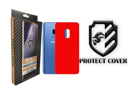 Protectcover Folie de protectie carbon red din silicon premium protect cover pentru samsung galaxy s9 protectie spate