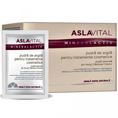 Aslavital Mineralactiv Farmec Argila pudra tratamente cosmetice plicuri 10x20g - aslavital mineralactiv