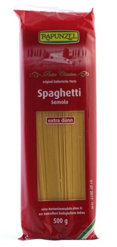 Paste spaghete subtiri grau semola 500g - rapunzel