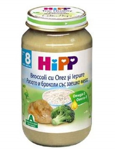 Piure broccoli risotto iepure bebe +8luni 220g - hipp organic