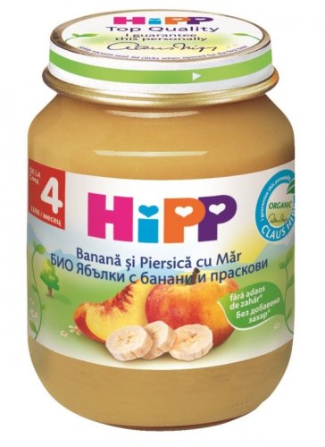 Piure mere banane piersici bebe +4luni 125g - hipp organic