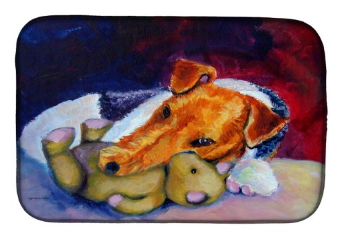 Caroline`s treasures absorbant dish uscare mat pentru bucătărie counter fox terrier și teddy bear dish dr multicolore 14 x 21