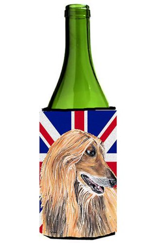 Caroline`s treasures afgan hound cu uniunea engleză jack british flag sticla de vin de băuturi izolator multicolore wine bottle