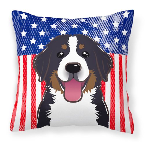 Caroline`s treasures american flag și bernese mountain dog fabric decorative pernă multicolore 18h x18w