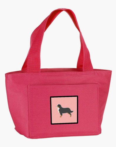 Caroline`s treasures bernese mountain dog checkerboard pink lunch bag roz