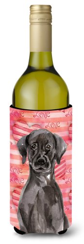 Caroline`s treasures black labrador love sticla de vin beverge izolator hugger multicolore wine bottle