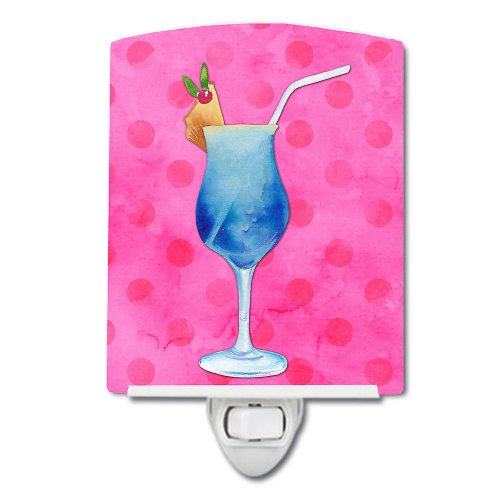 Caroline`s treasures carolines comori bb8234cnl cocktail de vară roz polkadot ceramice night light 6x4x3