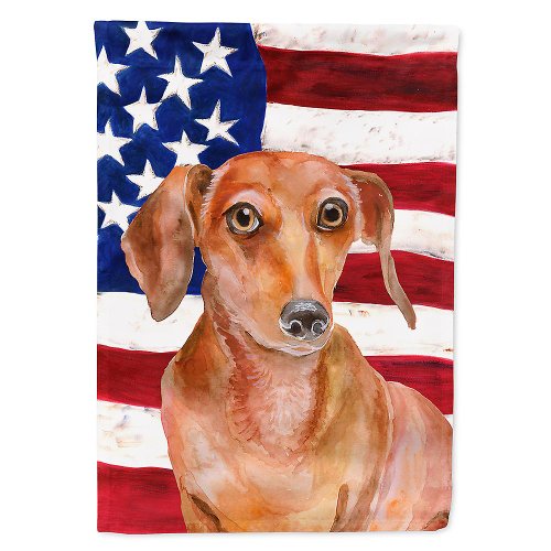Caroline`s treasures carolines comori bb9707gf red dachshund patriotic flag garden size multicolore small