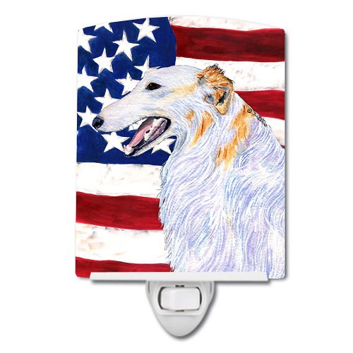 Caroline`s treasures carolines comori ss4231cnl sua american flag cu borzoi ceramice night light multicolore 6x4x3