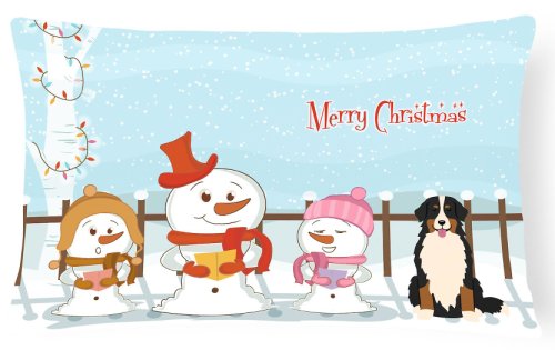 Caroline`s treasures colindători de crăciun fericit bernese mountain dog canvas fabric pernă decorativă multicolore 12h x16w