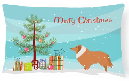 Caroline`s treasures collie dog merry christmas tree canvas fabric pernă decorativă multicolore 12h x16w