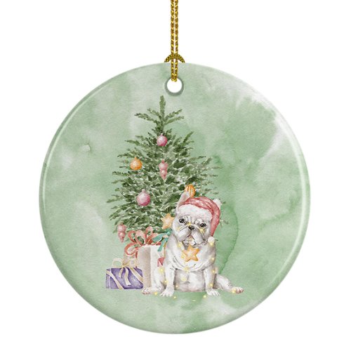 Caroline`s treasures franceză bulldog white cadouri de crăciun și copac ceramice ornament alb 3 in