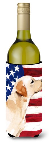 Caroline`s treasures galben labrador # 2 patriotic sticla de vin beverge izolator hugger wine bottle