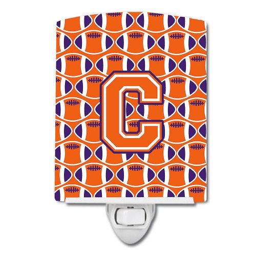 Caroline`s treasures litera c fotbal orange, alb și regalia ceramic night light 6x4x3