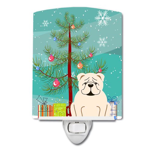 Caroline`s treasures merry christmas tree engleză bulldog alb ceramice night light 6x4x3