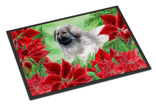 Caroline`s treasures moscova câine de pază poinsettas door mat, covor interior sau în aer liber bine ati venit mat 24x36 doo multicolore 36l x 24w