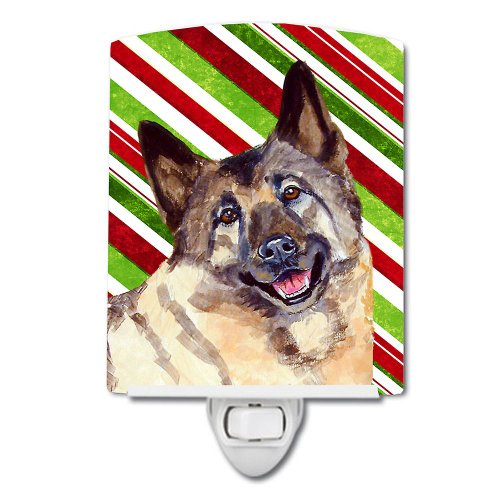 Caroline`s treasures norvegiană elkhound candy cane de vacanță de crăciun ceramice night light multicolore 6x4x3