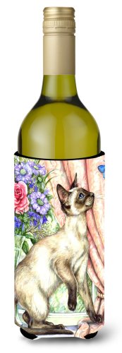 Caroline`s treasures pisica siameză cu butterfly wine bottle beverage izolator hugger mltcl