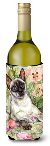Caroline`s treasures pisica siameză în sticla de vin roses izolator de băuturi hugger mltcl wine bottle