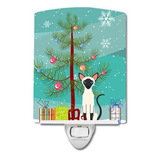 Caroline`s treasures pisica siameză pomul de crăciun merry ceramice night light multicolore 6x4x3
