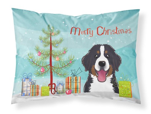 Caroline`s treasures pomul de crăciun și bernese mountain dog fabric standard pillowcase multicolore