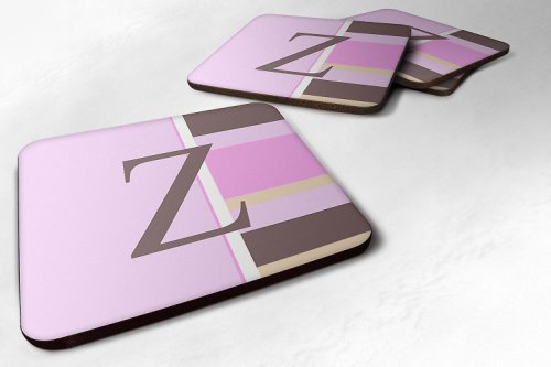 Caroline`s treasures set de 4 monograme - pink stripes foam coasters scrisoarea inițială z multi 3 1/2 x 3 1/2