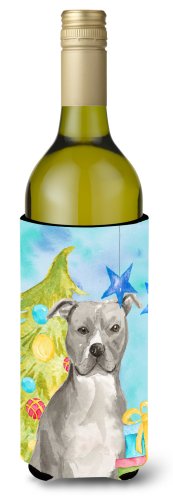 Caroline`s treasures staffordshire bull terrier sticla de vin de crăciun beverge izolator hugger multicolore wine bottle