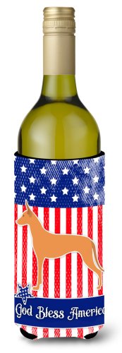 Caroline`s treasures statele unite ale americii patriotic faraon hound sticla de vin beverge izolator hugger multicolore wine bottle