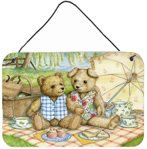 Caroline`s treasures summertime teddy bears picnic de perete sau ușă agățat printuri multicolore 8x12