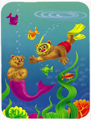 Caroline`s treasures teddy bear sirena și diver mouse pad, hot pad sau trivet multicolore large