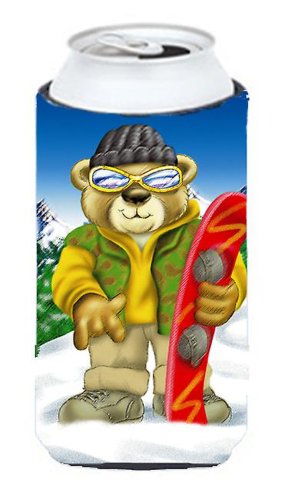 Caroline`s treasures teddy bear snowboarding tall boy izolator de băuturi hugger multicolore