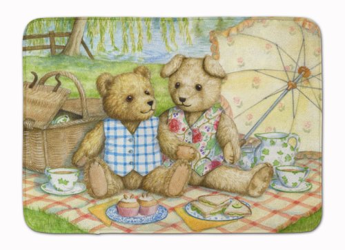Caroline`s treasures vara teddy bears picnic baie mat masina lavabil anti-oboseala memorie foa multicolore 19 x 27