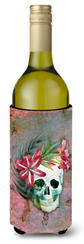 Caroline`s treasures ziua de flori craniu mort sticla de vin beverge izolator hugger multicolore wine bottle