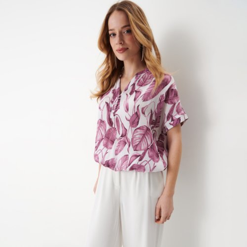 Mohito - bluză cu imprimeu tropical - alb