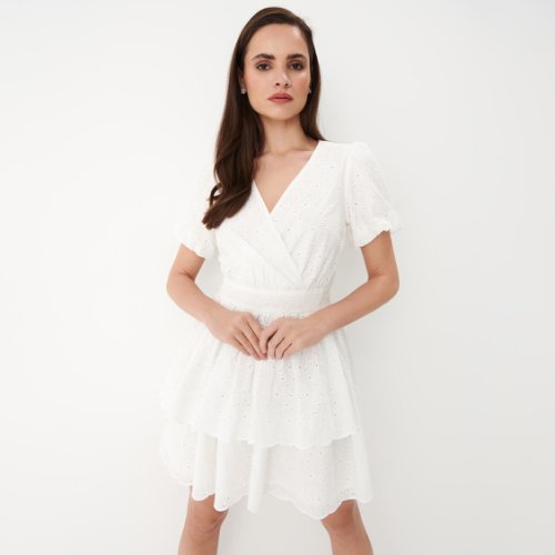 Mohito - rochie mini albă cu ornamente ajurate - alb